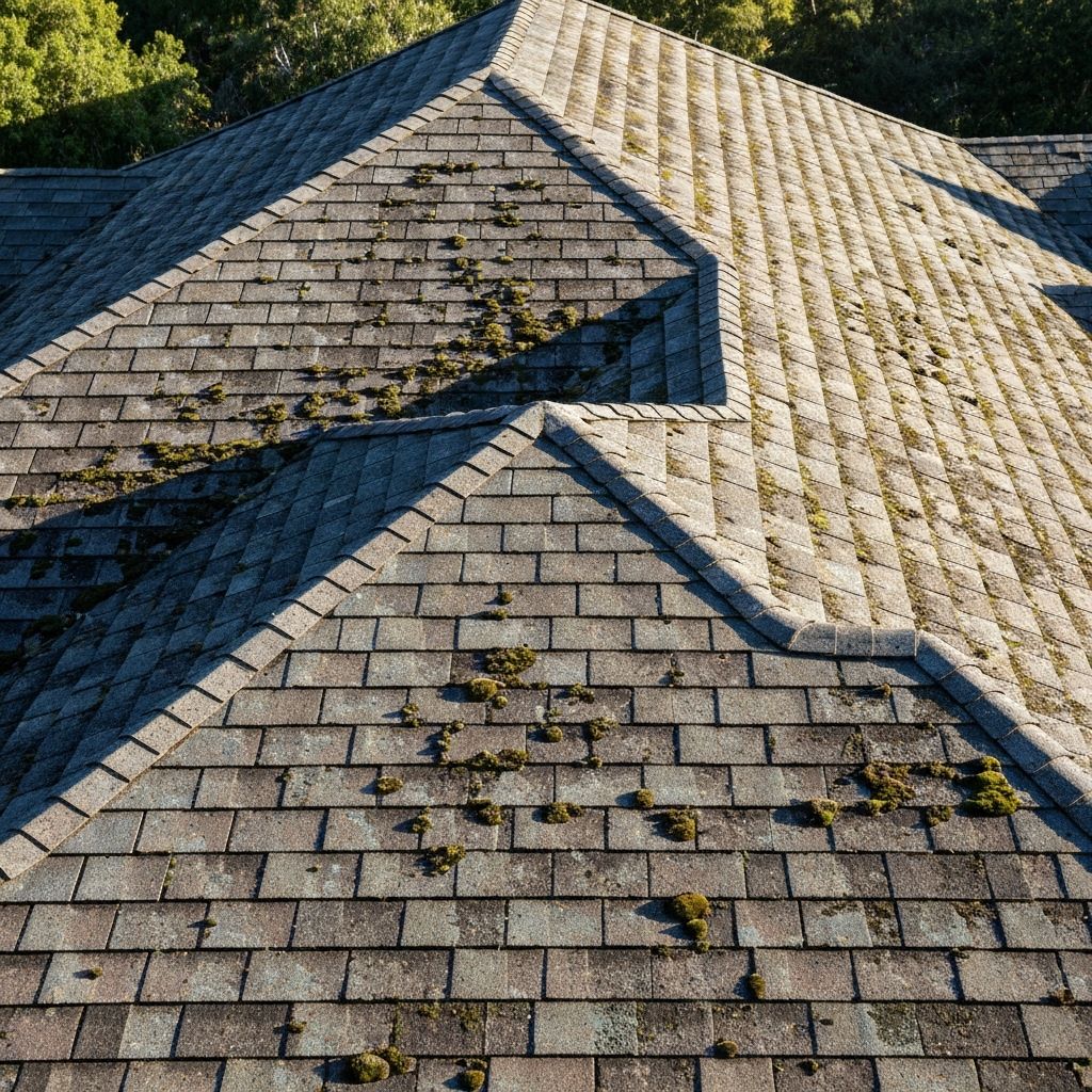 Roof Soft Wash before cleaning - PROSPR property restoration in El Dorado Hills CA